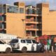 Residents outside a new hotel in Marsabit town.